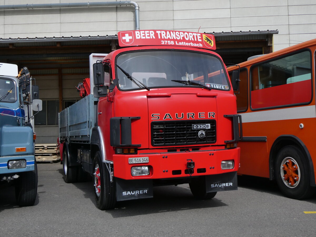 (261'896) - Beer, Latterbach - BE 516'346 - Saurer am 4. Mai 2024 in Attikon, Wegm�ller















