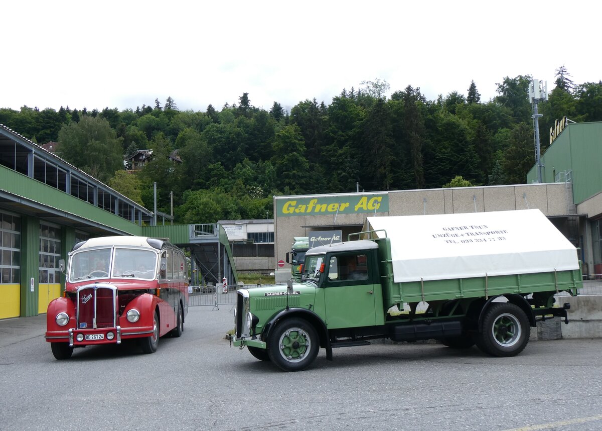 (263'329) - Gafner, Gwatt - Saurer am 1. Juni 2024 in Gwatt, Garage