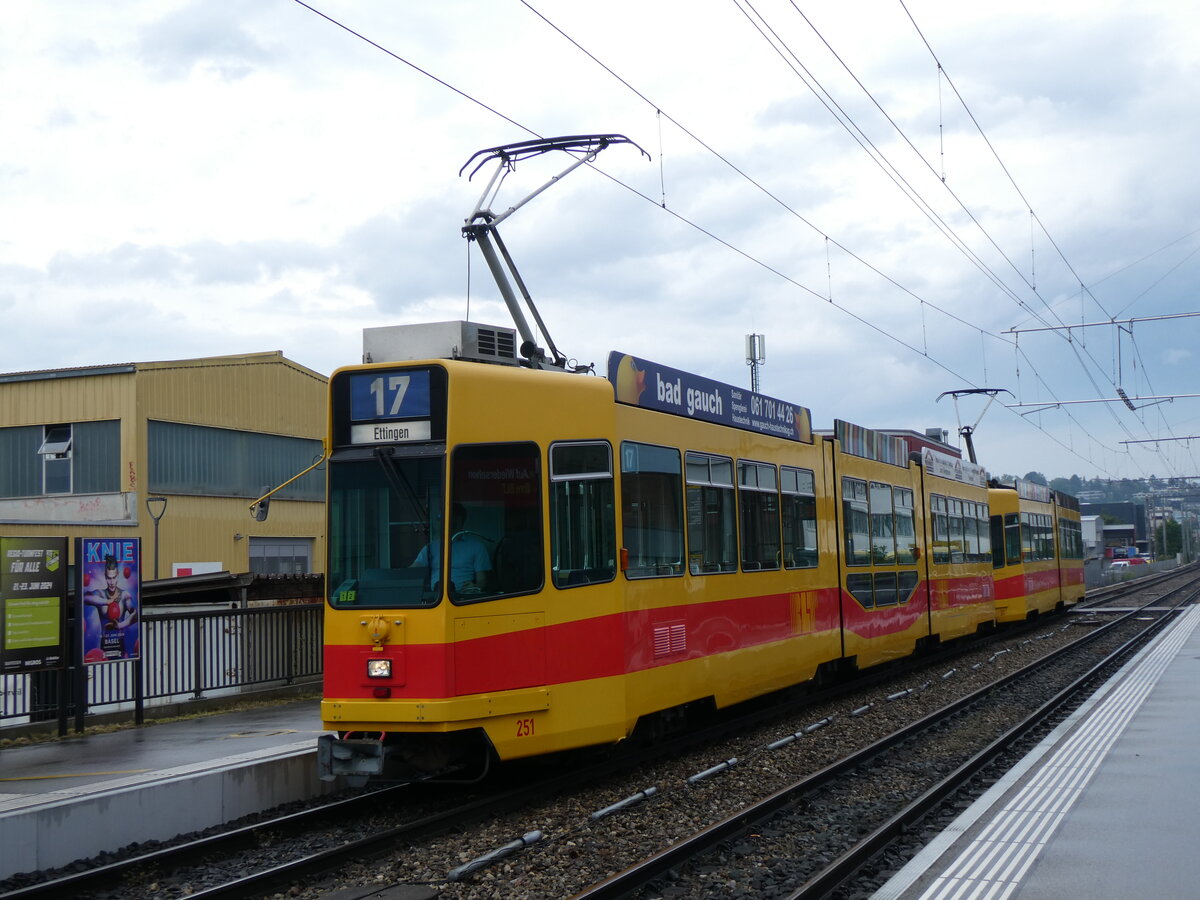 (263'478) - BLT-Tram - Nr. 251 - am 8. Juni 2024 bei der Haltestelle Oberwil, H�slimatt