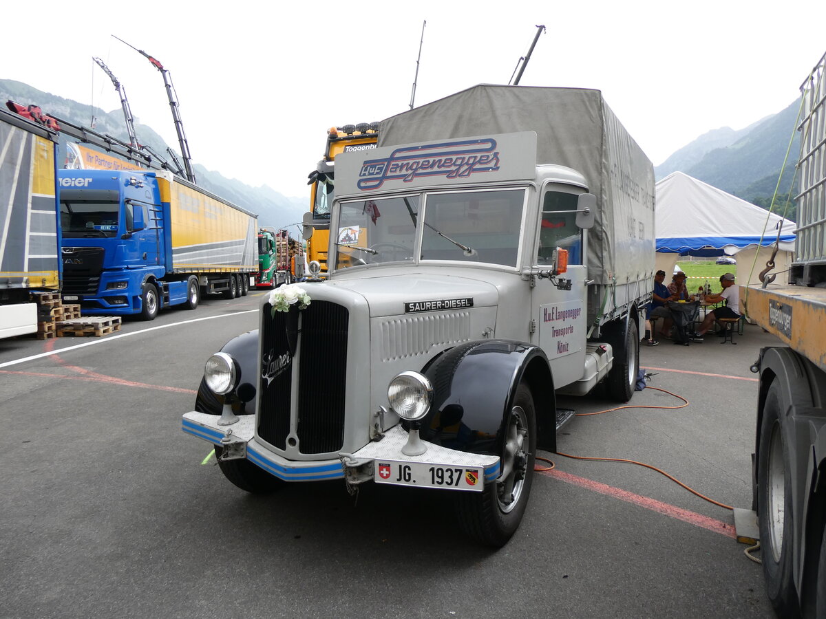 (264'119) - Langenegger, K�niz - Saurer am 29. Juni 2024 in Interlaken, Flugplatz