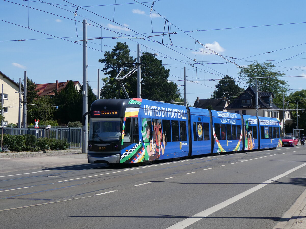 (264'487) - LVB-Tram - Nr. 1208 - am 9. Juli 2024 in Leipzig