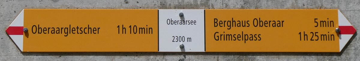 (265'197) - Wegweiser am 28. Juli 2024 am Oberaar