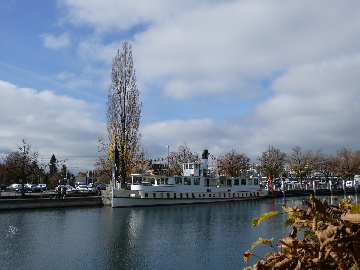 (268'940) - Dampfschiff Spiez am 3. November 2024 an der Schiffl�ndte Thun