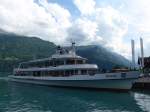 (162'057) - Motorschiff Brienz am 13. Juni 2015 bei der Schiffl�ndte in Brienz