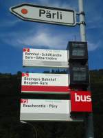 (129'630) - Wegweiser  P�rli  + VB-Haltestelle - Biel, Renferstrasse - am 12.