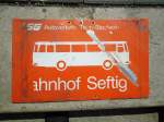 (135'347) - Alte TSG-Haltestellentafel - Seftigen, Bahnhof - am 31.