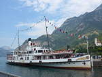 (195'448) - Dampfschiff Stadt Luzern am 1. August 2018 bei der Schiffl�ndte Fl�elen