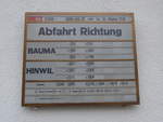 (221'959) - Fahrplan der DVZO-Dampfbahn am 18. Oktober 2020 im Bahnhof B�retswil