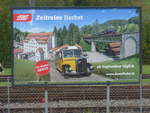 (221'862) - Plakat vom Dampfbahn Verein Z�rcher Oberland (DVZO) am 12. Oktober 2020 im Bahnhof Bauma